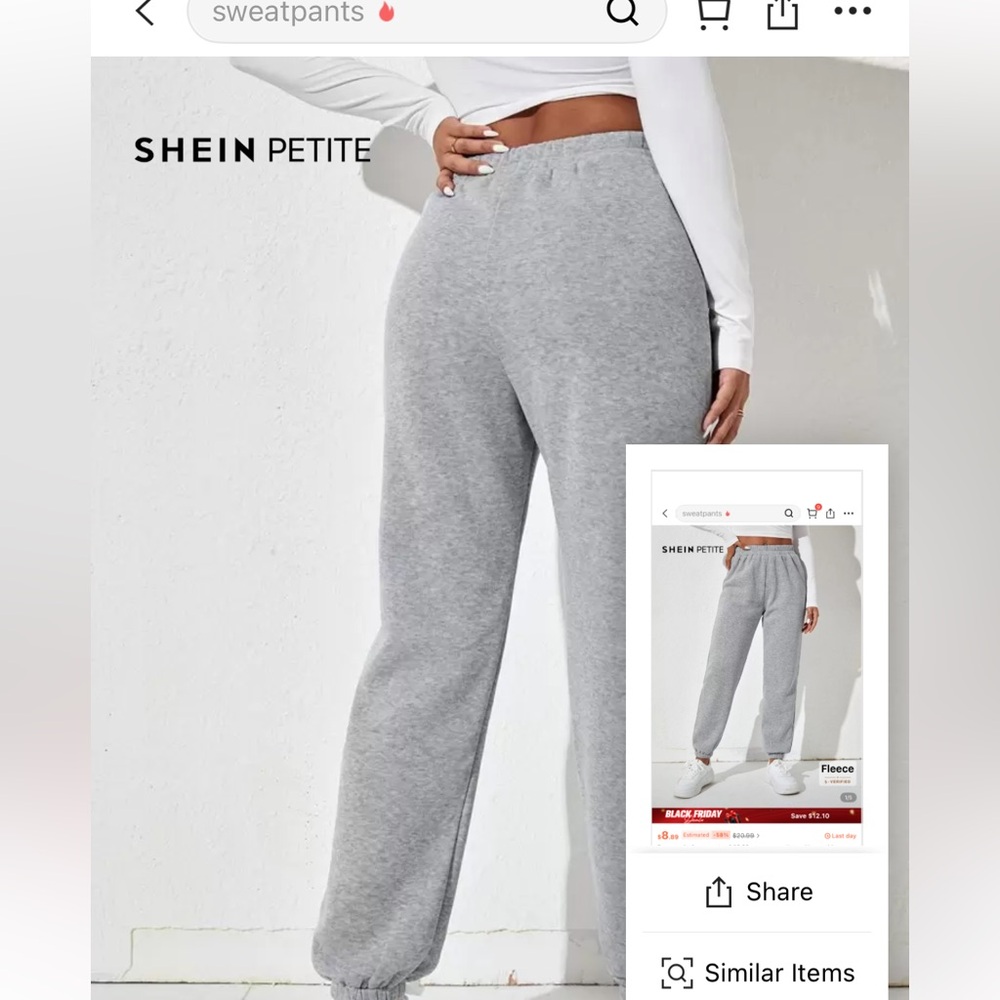 SHEIN Light Gray Joggers girls women’s XXS petite sweatpants casual athleisure - Picture 6 of 10
